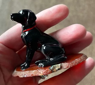 Black Lab Dog Miniature Figure Figurine Labrador Porcelain Hagen Renaker Geode • $10