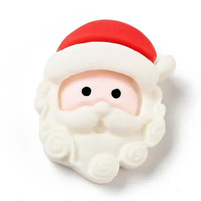 Father Christmas CABOCHONS Resin Cute Face Hat Beard Flat Back 23mm X 18mm 10pcs • £3.99