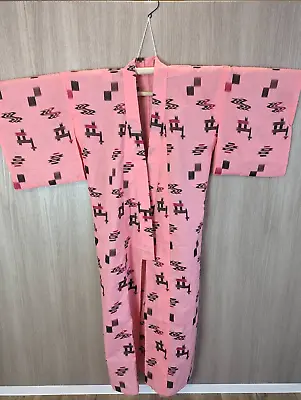 Japanese Kyoto Vintage Kimono Yukata Height61.02inch Pink Women Used • £57