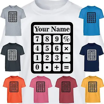 Kids Personalised Custom Name Novelty T-Shirt School Maths Day Calculator Tops • £7.99