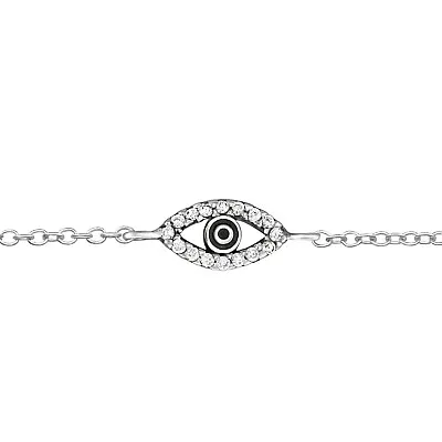 925 Sterling Silver CZ Evil Eye Bracelet Adjustable Link Chain Girls Women • $18.99