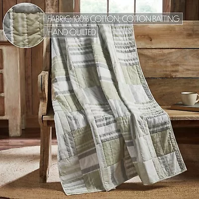 Finders Keepers Quilted Throw 50x60 Cotton Country Log Cabin Block Patchwork • $50.96