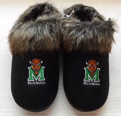 Collegiate Footwear NCAA Women Logo Fur Scuff Slipper Marshall Thundering Herd S • $10.88