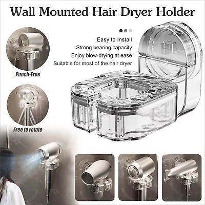 Punch-Free Wall Mounted Hair Dryer Holder Rotating Bracket Bathroom Suction Cup • $14.99