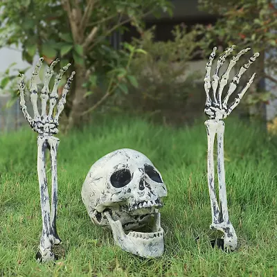 Halloween Realistic Skeleton Stakes DecorationsSkull And Hands With Lawn Stakes • $27.54