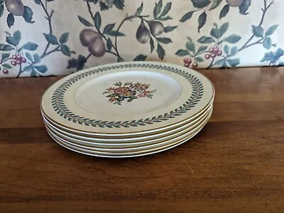 6- Vintage Woodstock Wedgwood  Bone China Dinner Plates (10-3/4) • $60