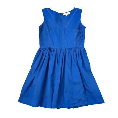 Athe Vanessa Bruno Blue Mini Dress Sz 40 Fit & Flare Pintuck Pleated Sleeveless • $30