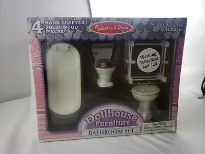 Melissa & Doug Dollhouse Furniture  Hand-Crafted Solid Wood Bathroom Set # 2584 • $39.99