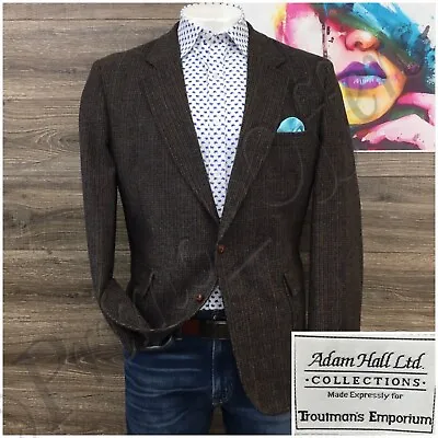 Vintage Mens Blazer Sport Coat Two Button Casual Jacket Size 42R Tweed Suit • $89.95