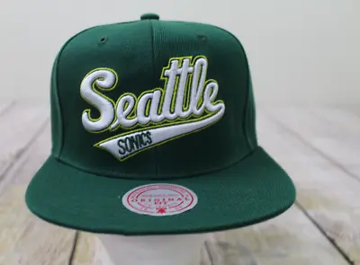 NWT Mitchell & Ness Seattle Super Sonics Green White Spellout Script Snapback • $24.99