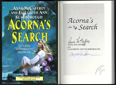 $260 • Buy Anne McCaffrey SIGNED AUTOGRAPHED Acorna's Search Uncorrected Proof Unicorn Girl