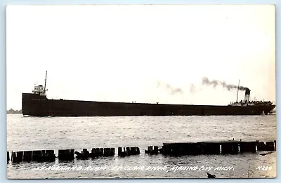 POSTCARD RPPC Norman B Ream Steamer St Clair River Marine City Michigan 1940's • $25.46