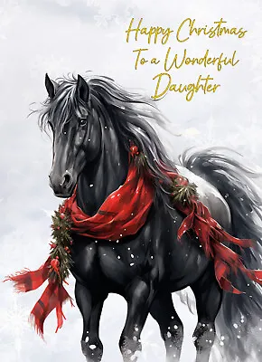 Horse Art Christmas Card For CARER FRIEND MUM SON DAUGHTER IN LAW DAD STEPMUM • £3.25