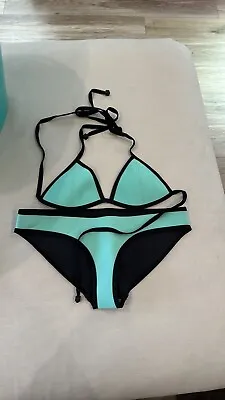 Authentic Triangl Bikini Set Milly Swimwear Turquoise Neoprene Small/medium • $18
