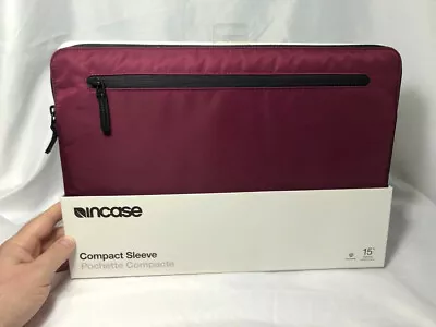 Incase Compact Laptop Sleeve W Faux-fur 15  MacBook Pro DEEP RED L@@K! • $29.50