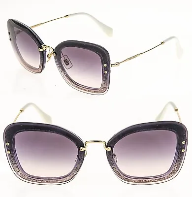 MIU MIU REVEAL Glitter 02T Gold Purple Mirror Gradient Rimless Sunglasses MU02TS • $242.64