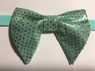 Handmade Mint Sparkle Polka Dot Bow Tie Vintage Style 70s Wedding Prom Gift • $28.83