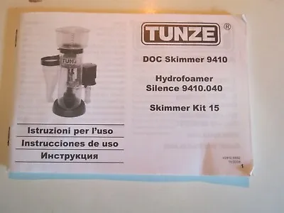 $24.95 • Buy Tunze DOC Protein Skimmer 9410 Owners Manual In Spanish, Russian & Italian, Nice