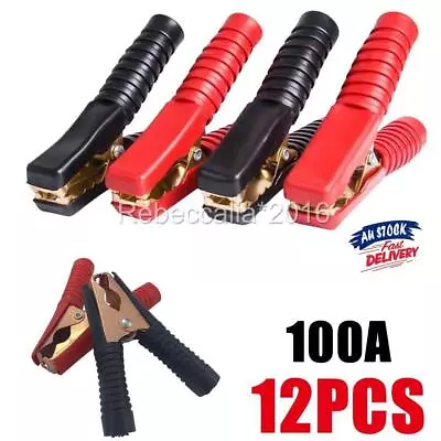 12x/set 100A Car Battery Test Alligator Clips Insulated Crocodile Clamps 90mm AU • $19.80