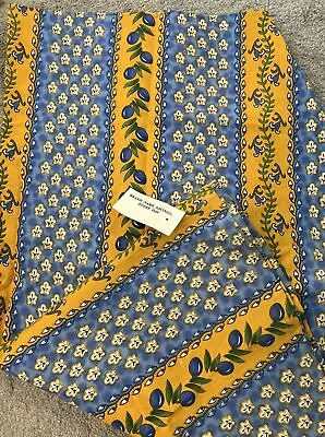 NEW!  Vent Du Sud Blue/Yellow Provence France Round Cotton Tablecloth 60” NWT • $69.90