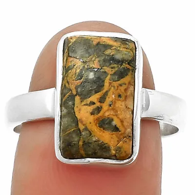 Natural Moroccan Yellow Jacket Jasper 925 Silver Ring S.9 Jewelry R-1004 • $10.99