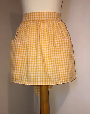Yellow Gingham (Short / Mini Length) Vintage Style Half / Waist Apron/Pinny • £7.25