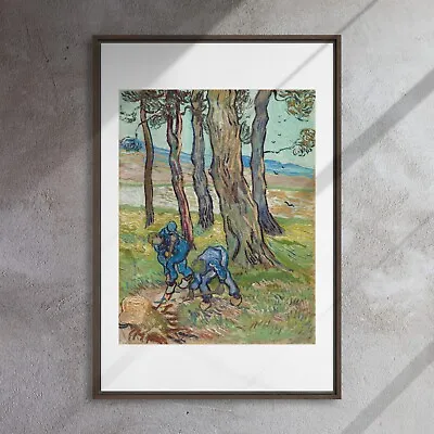 Vincent Van Gogh's The Diggers (1889) 24x36 Framed Canvas Print • $179