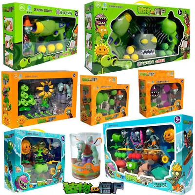 Kid Gift Plants Vs.zombies Kits Toys Peashooter Bucket Zombie Action Figures Box • $27.42