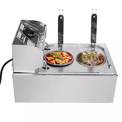 Two-Hole Electric Noodle Cooking Machine Pasta Cooker+2 Basket 1500W Commercial • $76.09