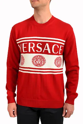 Versace Men's True Red 100% Wool Crewneck Sweater • $399.99