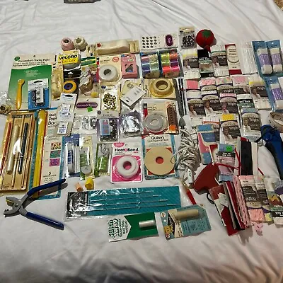 Vintage Lot Sewing Notions Tools Needles Trim Binding Pin Needles Thread • $25