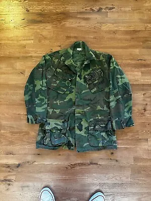 Vintage Camo Jungle Jacket 1968 USMC Vietnam Tropical  Slant 60s Small Long • $39.99