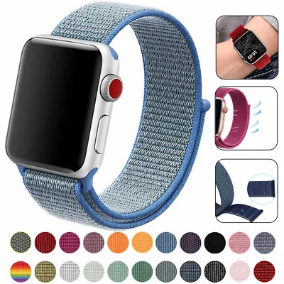 For Apple Watch Series 9 8 7 6 5 4 SE 38/40/41/42/44/45mm WOVEN Sport Loop Band • £3.95