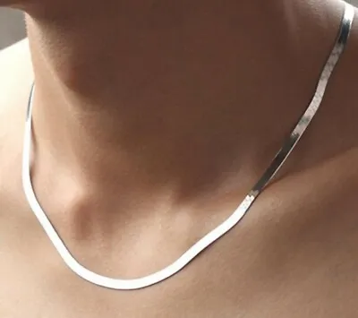 £1.67 • Buy Simple Sexy Gold Silver Plated Shiny Flat Plain Snake Bone Chain Choker Necklace