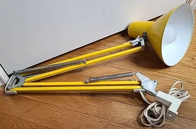 VTG 60's LEDU Drafting Desk Lamp Yellow 35” Articulating Swing Arm MCM Sweden  • $69