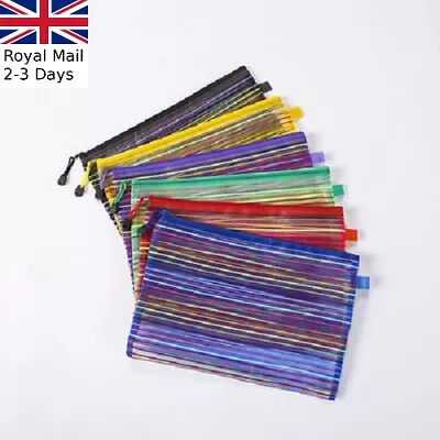 A4 A5 Fabric Mesh Zip Folder Pocket Document Holder Office Organiser • £3.19