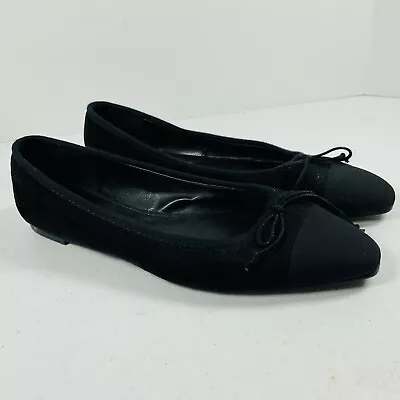 🔥 Zara Basics Slip On Bow Tie Flats Shoes • Black • Women’s Sz 39 EU 8 US • $19.95