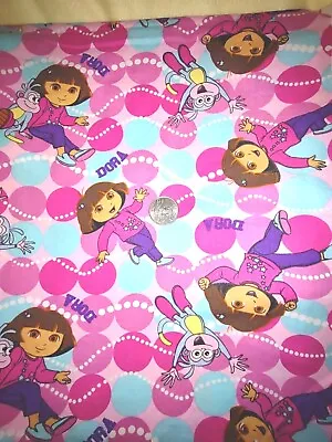 1.5+ Yards Quilters Cotton Pink DORA Explorer Boots Monkey Stars & Polka Dots • £6.74