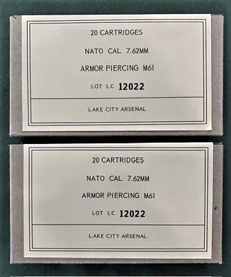 LAKE CITY ARSENAL  MID-50s 7.62MM  ARMOR PIERCING  M61  NEW REPLICA  AMMO BOXES • $8.50