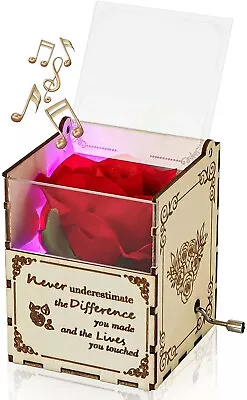 Rose Gifts For Mom Hand Crank Music Box With Colorful Change Light Mothers Day • $15