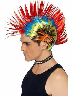 $16.99 • Buy Adult Rainbow Mohawk Wig Gay Pride Tall Rave Punk Hair Womens Mens Unisex NEW