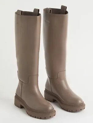 NEW H&M Taupe Faux Leather Chunky Knee High Boots Size US 9 / EUR 40 Color Taupe • $39