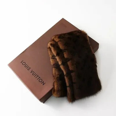 Louis Vuitton M72245 Fur Scarf Muffler Escharp Vizon Leopard Monogram Brown Pink • £1177.12