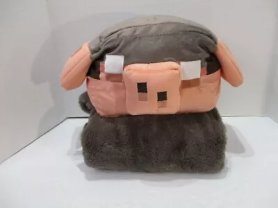 Minecraft Pig Blanket Gray Plush Hooded One Size Piglin Bedding Polyester • $26.99