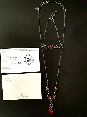 Genuine Swarovski Necklace Bracelet Set With Authenticity Certificate As New Red • $75