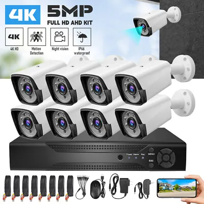 8PCS Kit 8CH 1080P Outdoor Wired Home Security Camera System Kit WiFi CCTV Audio • $102.99