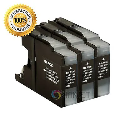 3 Pack Black Ink For Brother LC75 LC-75 MFC-J280W MFC-J425W MFC-J430W MFC-J435W • $7.48