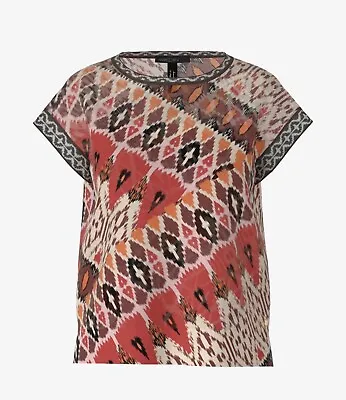 NEW MARC CAIN TRIBAL PRINT SWEATER TOP Deep Red Sz N7/ US 16 $320 • $84.95