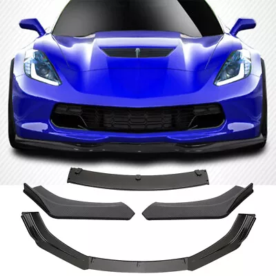 Car Front Bumper Lip Splitter Spoiler Carbon Look For Chevy Corvette C8 C7 C6 C5 • $89.05