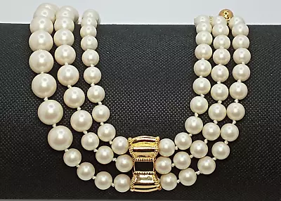 Kate Spade Pearl Necklace Triple Strand Imitation Pearl Choker Necklace • £30